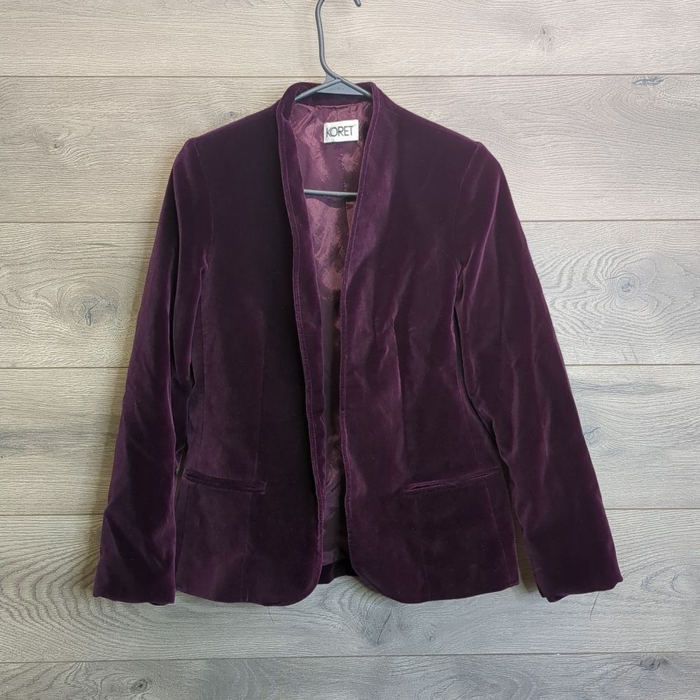 Vintage Koret Purple Velvet Blazer Women's Size Medium